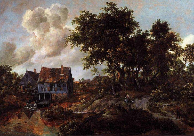 Meindert Hobbema A Watermill beside a Woody Lane